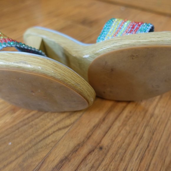 Mudd Shenna Rainbow Bead Slide Heeled Sandals - Picture 4 of 6